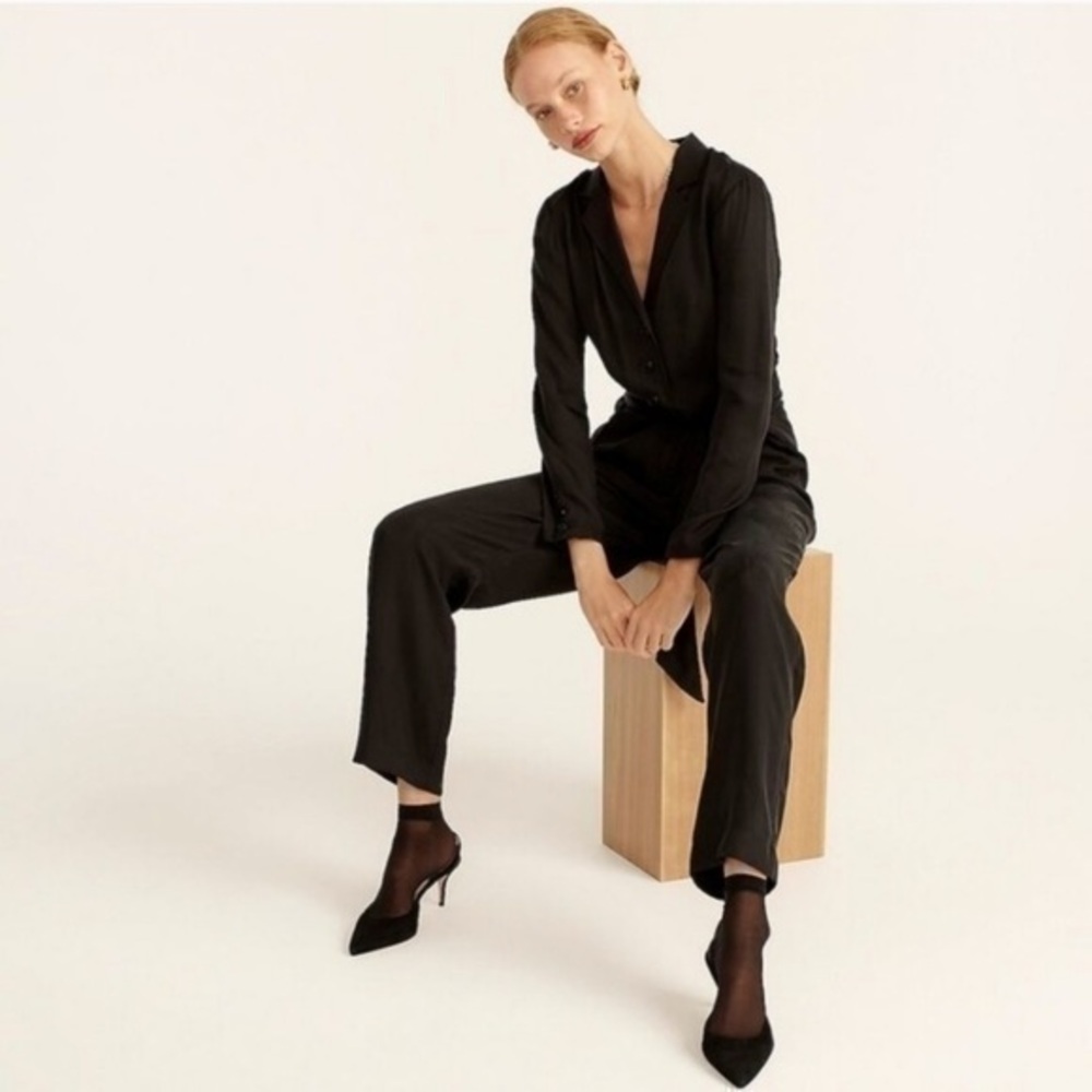 NWT J. Crew Curpo Blend Tuxedo Long Sleeve Jumpsuit Size 12